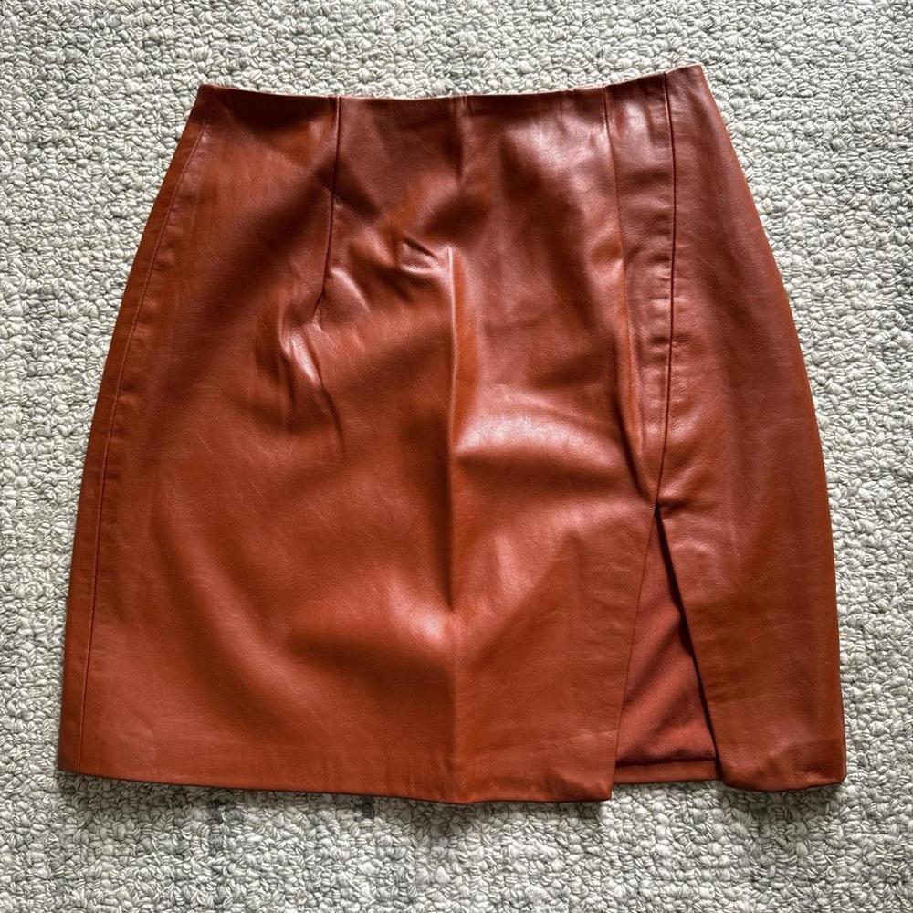 Brown Faux Leather Skirt